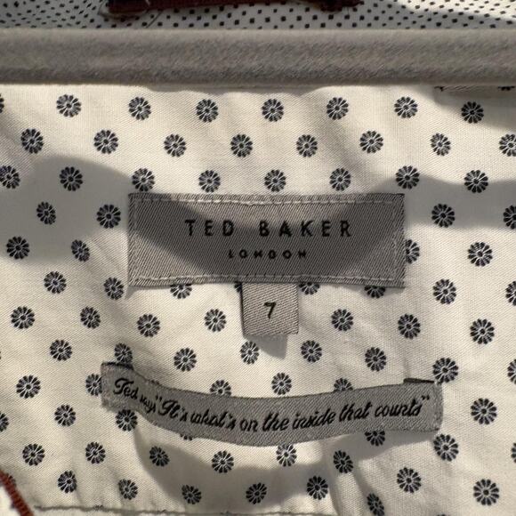 Ted Baker Shirt Mens Extra Large White Blue Floral Dot Button Up Dress Casual‎ - Picture 2 of 10